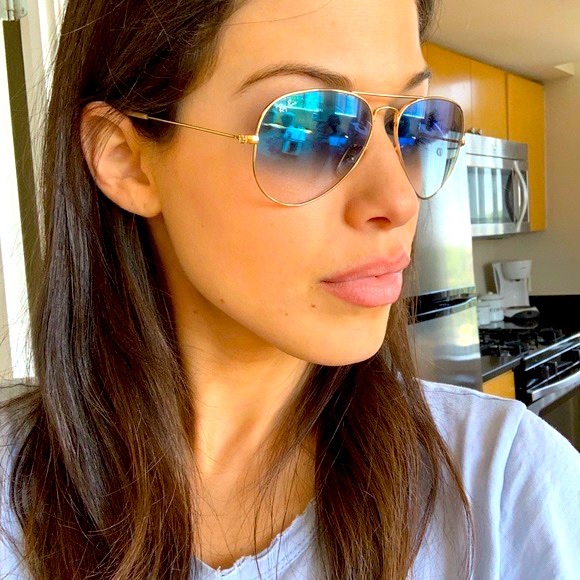 LIKE NEW Oversized Blue Gradient Ray Ban Aviator Sunglasses - Picture 6 of 6